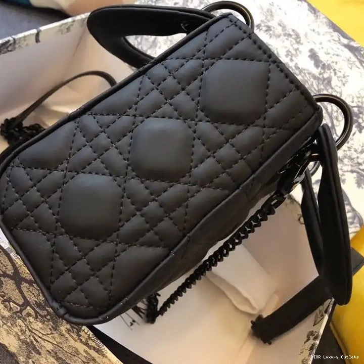 Cheap Dior Bag Calfskin Black Mini Lady Ultramatte 0508 Luxury